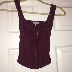 Maroon zip up cop top
